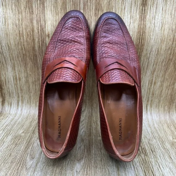 Magnanni Altea Penny Loafers Men's Size 12 D Brown Woven Casual Shoes