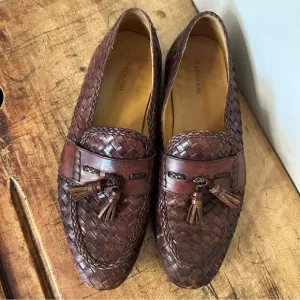 Magnanni brown woven leather loafers men's sz 9.5 preworn see pics for blemishes
