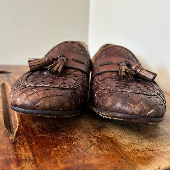 Magnanni brown woven leather loafers men's sz 9.5 preworn see pics for blemishes