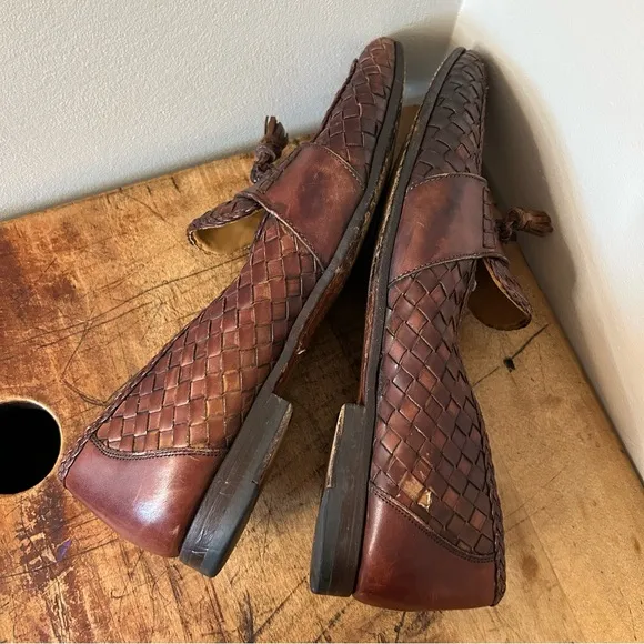 Magnanni brown woven leather loafers men's sz 9.5 preworn see pics for blemishes
