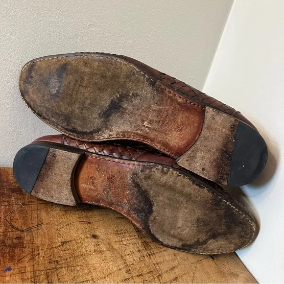 Magnanni brown woven leather loafers men's sz 9.5 preworn see pics for blemishes