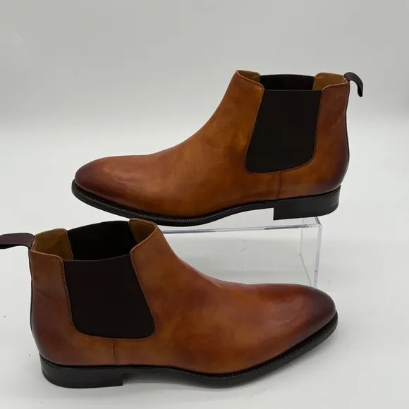 Magnanni Foster Chelsea Boots 19395 Leather Dress Ankle Boots Cuero Brown 11 M