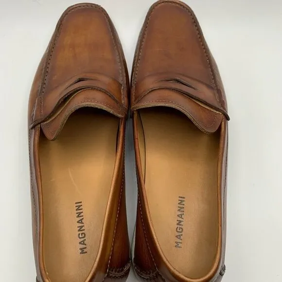Magnanni Mens Brown Slip On‎ Driving Loafers Size 8M EUC Shoes
