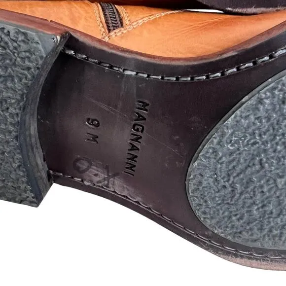 MAGNANNI  Men’s Leather Side Zip Chelsea Boots Size 9