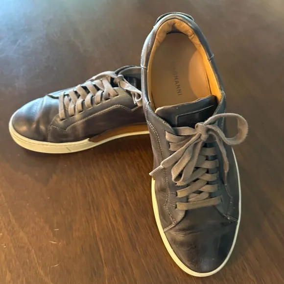 MagnanniMen's Burnished Leather Low-Top Sneakers Originally $475