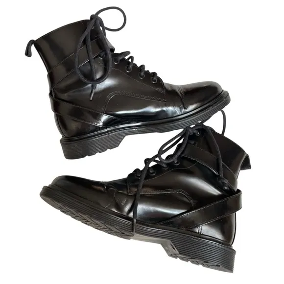 Maje Black Leather Lace Up Combat Boots Size 36/5.5