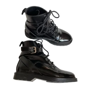 Maje Black Leather Lace Up Combat Boots Size 36/5.5