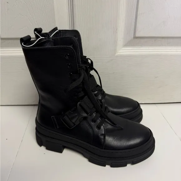 MAKRIS A90 Black Combat Buckle Boots in Black NEW SIZE 36 US 6