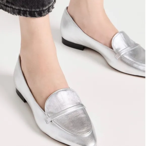 Malone Souliers Bruni Flats Color Silver Size 35.5 - 5 Hand Made In Italy NWD