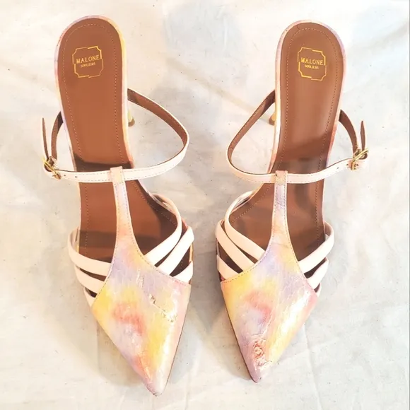 Malone Souliers Women's 37.5 Ankle Leather Strap Heel Sandals *Flaws* New