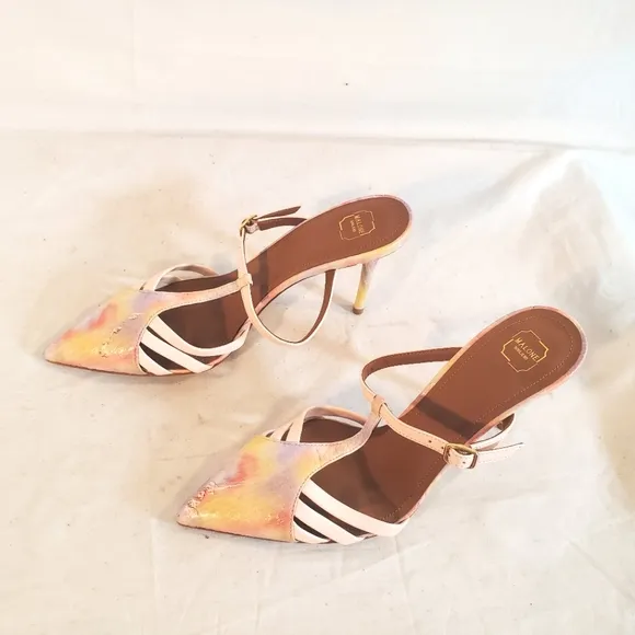 Malone Souliers Women's 37.5 Ankle Leather Strap Heel Sandals *Flaws* New