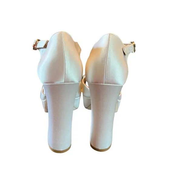 Malone Souliers Yurkia Crystal Platform Sandals Block Heel Open Toe NEW EU 38.5