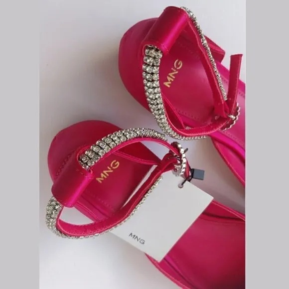 MANGO Bejeweled Pointed Toe Flats