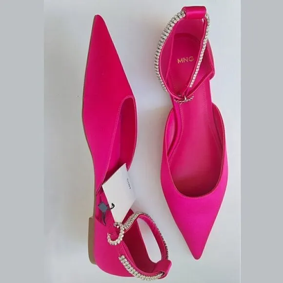 MANGO Bejeweled Pointed Toe Flats