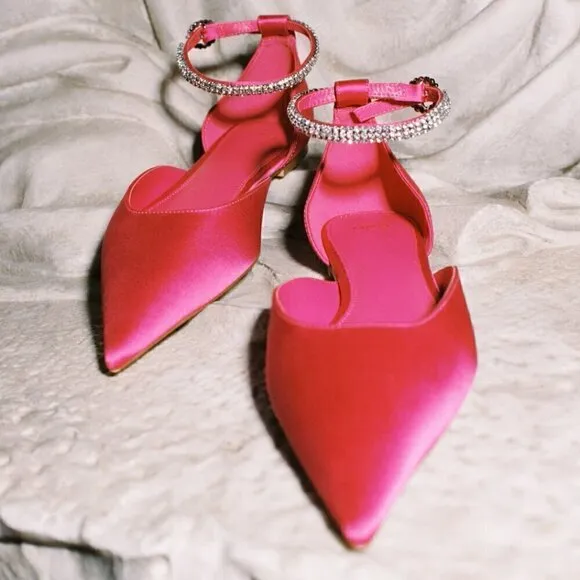 MANGO Bejeweled Pointed Toe Flats