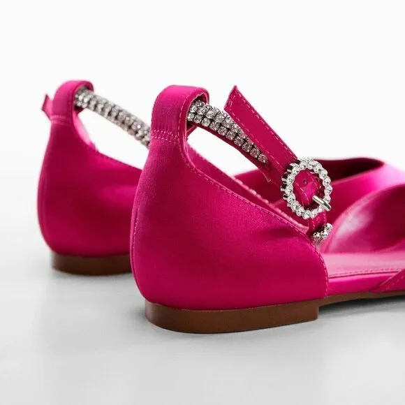 MANGO Bejeweled Pointed Toe Flats