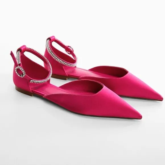 MANGO Bejeweled Pointed Toe Flats