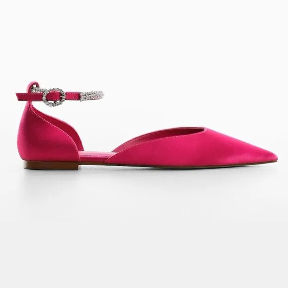 MANGO Bejeweled Pointed Toe Flats