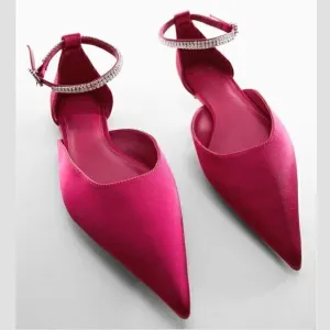 MANGO Bejeweled Pointed Toe Flats