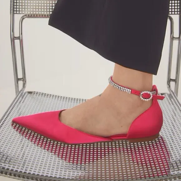 MANGO Bejeweled Pointed Toe Flats