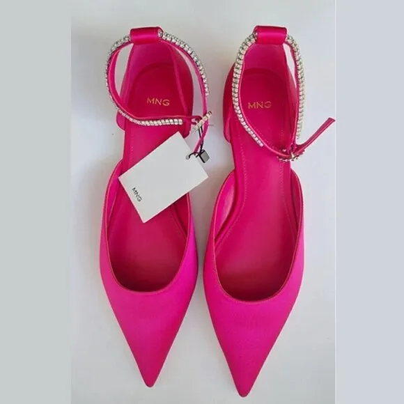 MANGO Bejeweled Pointed Toe Flats