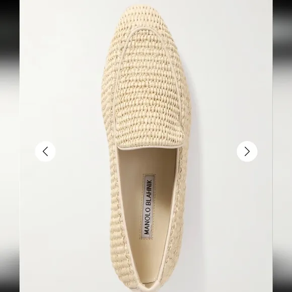 MANOLO BLAHNIK Pitakara Woven Raffia Loafers