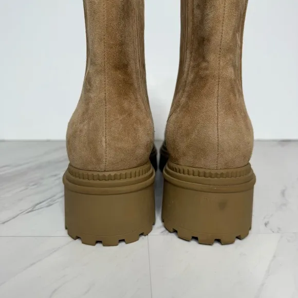 Marc Fisher Hadria Light Brown Suede Leather Lug Sole Chelsea Boot 9 1/2 M