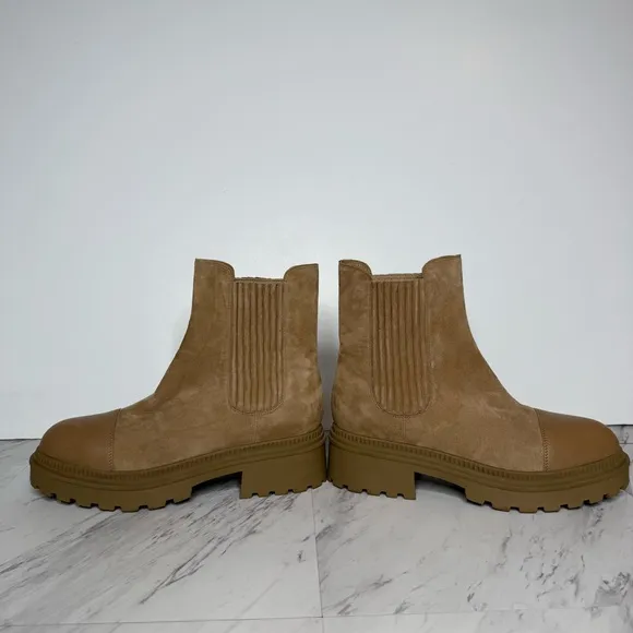 Marc Fisher Hadria Light Brown Suede Leather Lug Sole Chelsea Boot 9 1/2 M