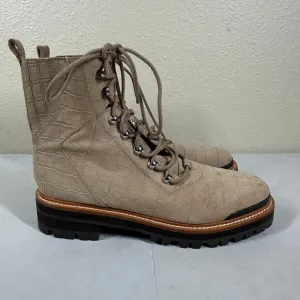 Marc Fisher Izzie 2 Leather Combat Alligator Print Lace Up Boots Size 9.5