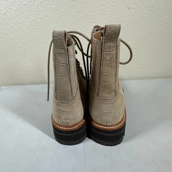 Marc Fisher Izzie 2 Leather Combat Alligator Print Lace Up Boots Size 9.5