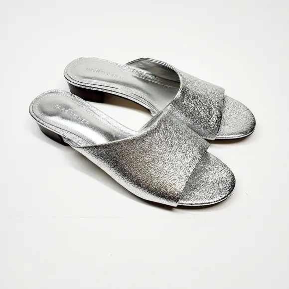 MARC FISHER LEATHER SLIP ON SANDALS