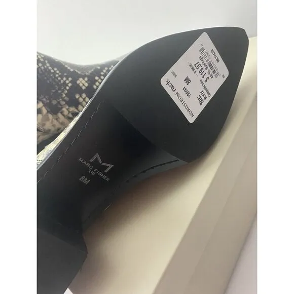 Marc Fisher Ltd Black White Snake Print Yale Chelsea Booties Boots Sz 8 NEW $199