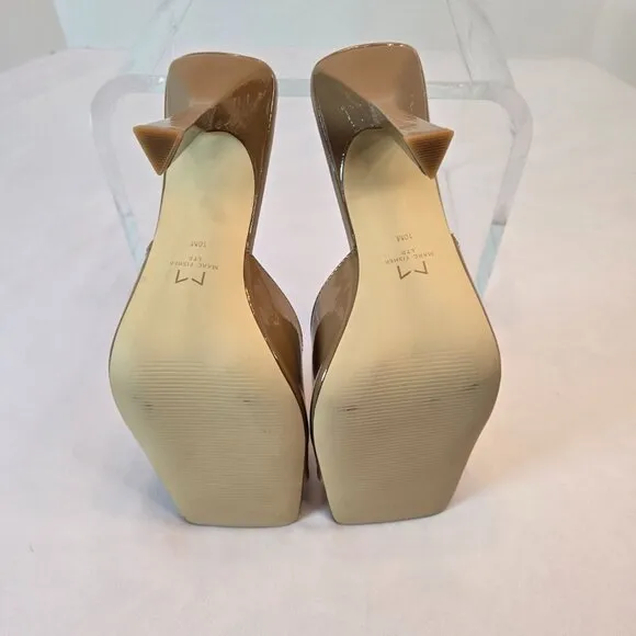 MARC FISHER LTD Women's Baber Slip On Leather Heeled Sandal Sz: 10M Tan