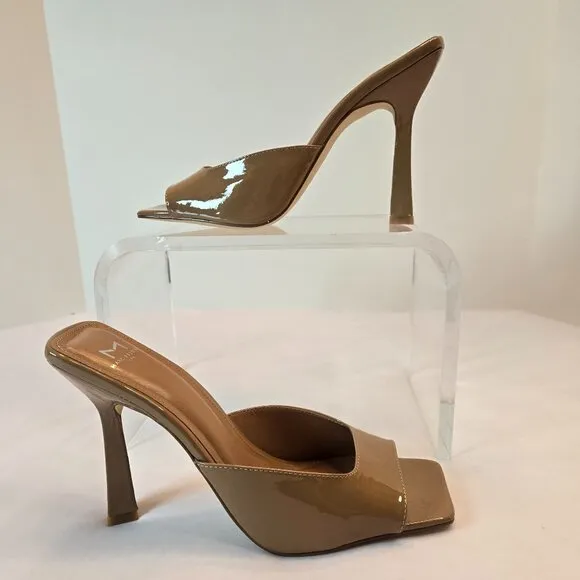 MARC FISHER LTD Women's Baber Slip On Leather Heeled Sandal Sz: 10M Tan