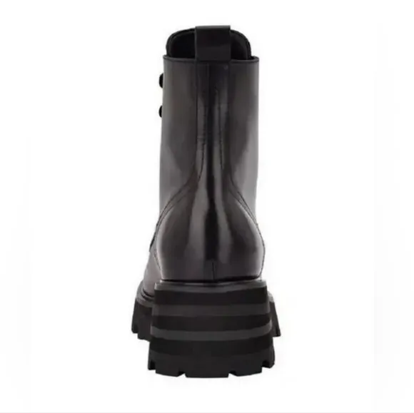 Marc Fisher LTD. Women's Lucien Black Leather Lace Up Combat Boots