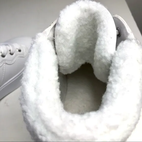 Marc Fisher NWOB Dapy R2 vegan white platform high top sneakers fur lined 8.5