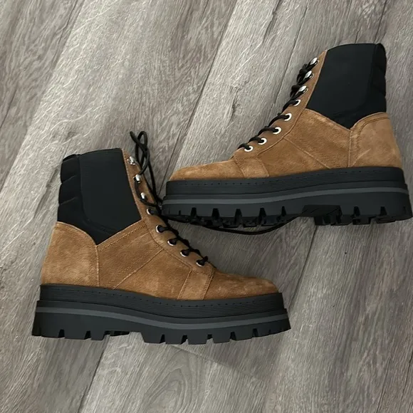 Marc Fisher Sashia Boot Platform Combat Brown Black NWT 8.5