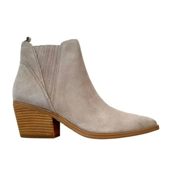 Marc Fisher Suede Leather Teona Light Grey Ankle Chelsea Boots Size 10 NWT