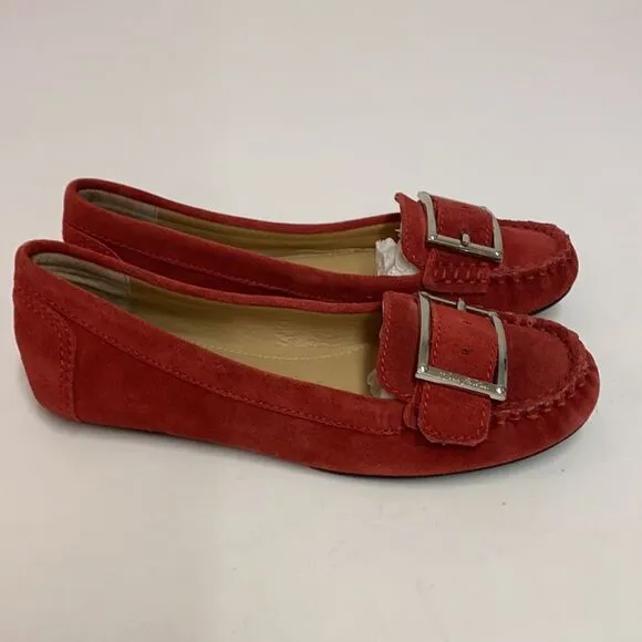 Marc Fisher Red Suede Buckle Loafers Flats size 7M A21