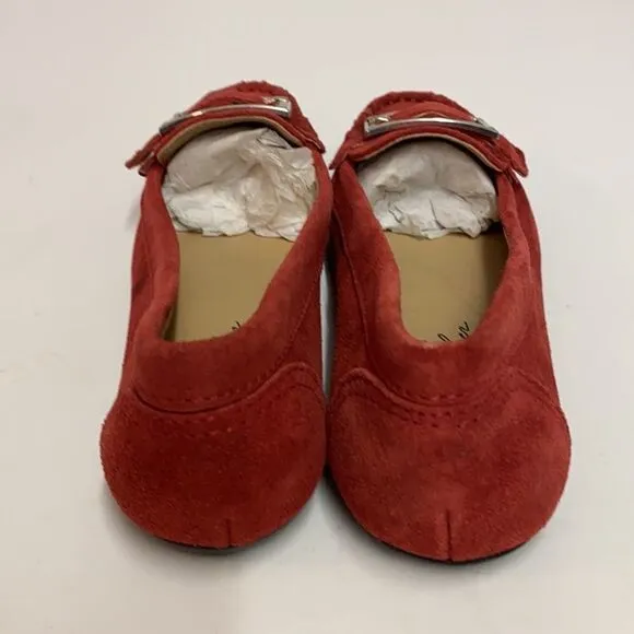 Marc Fisher Red Suede Buckle Loafers Flats size 7M A21