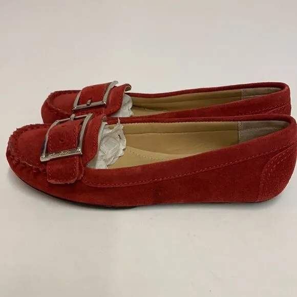 Marc Fisher Red Suede Buckle Loafers Flats size 7M A21