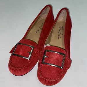 Marc Fisher Red Suede Buckle Loafers Flats size 7M A21