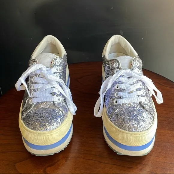 MARC JACOBS Blue Grand Glitter Platform Sneakers $275 EUC 5 ; EUR 35