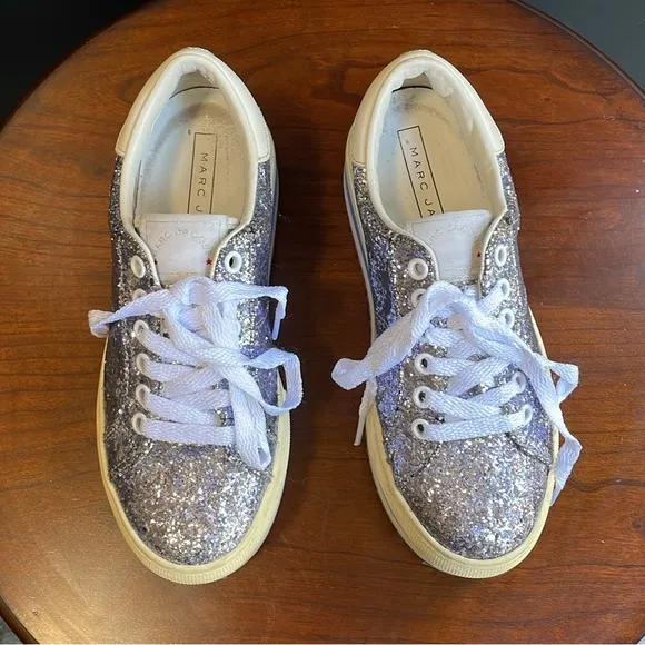 MARC JACOBS Blue Grand Glitter Platform Sneakers $275 EUC 5 ; EUR 35