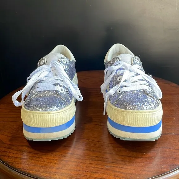 MARC JACOBS Blue Grand Glitter Platform Sneakers $275 EUC 5 ; EUR 35