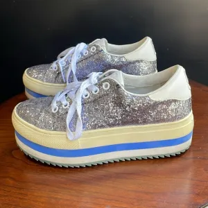 MARC JACOBS Blue Grand Glitter Platform Sneakers $275 EUC 5 ; EUR 35