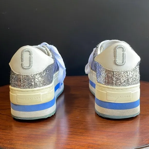 MARC JACOBS Blue Grand Glitter Platform Sneakers $275 EUC 5 ; EUR 35