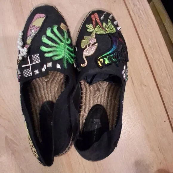 Marc Jacobs Embroidered Canvas Espadrilles Size 8
