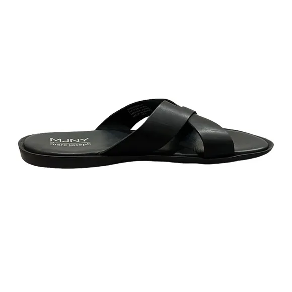 Marc Joseph New York Leather Slip on Criss Cross Slide Sandals Size 10.5