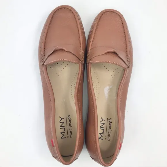 Marc Joseph NY Beverly Road Soft Brown Leather Slip On Moccasin Driving Loafers